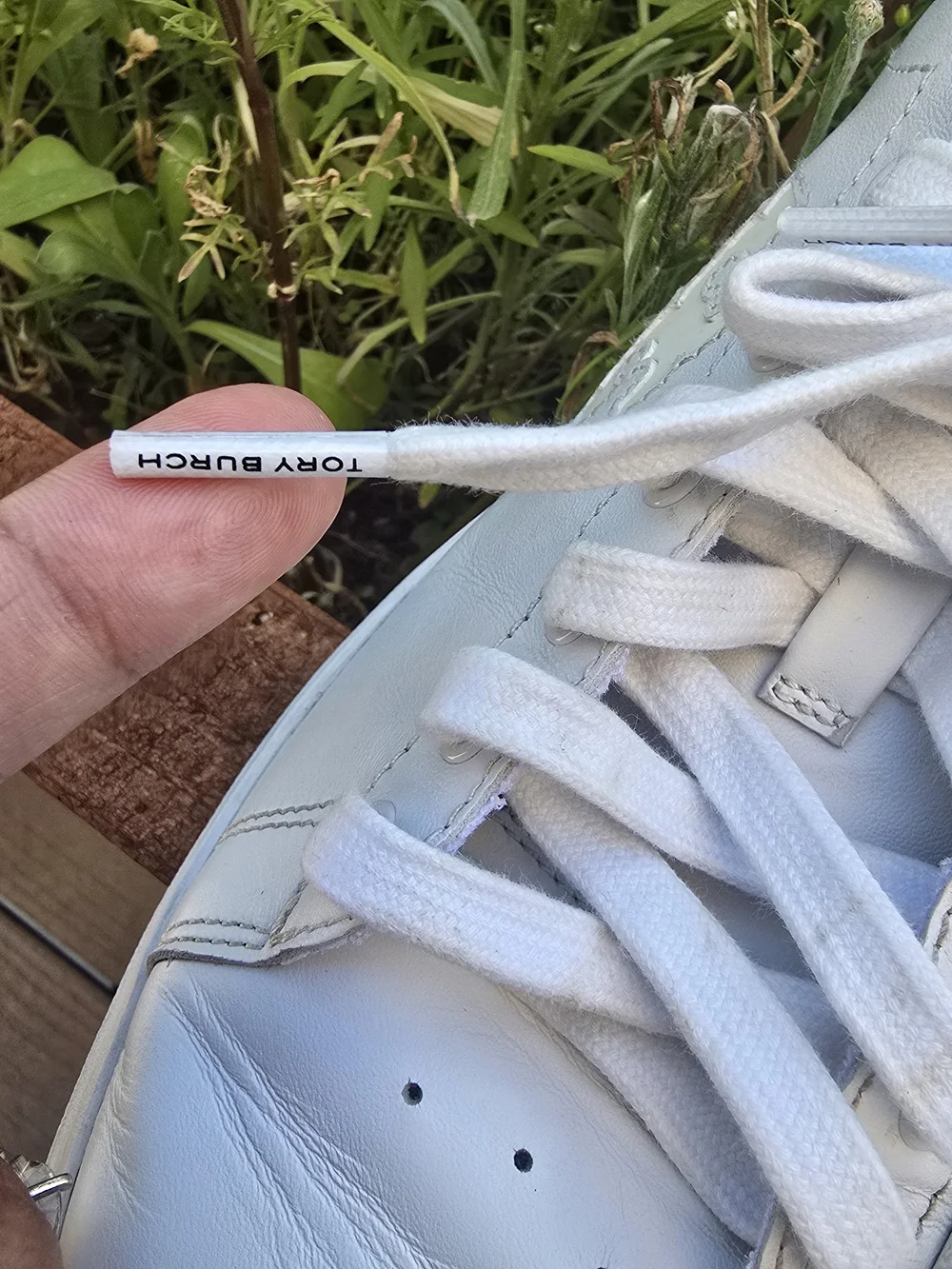 Tory Burch White Leather Sneakers with Gold Heel Detail